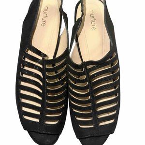 Nurture Open Toe Ankle Strap Non-Slip Breathable Solid Black Size 9.5M strappy